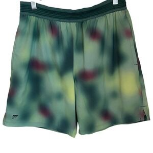 Fabletics Fundamental Lined 7" Shorts Azure Green Blur Mens Size S